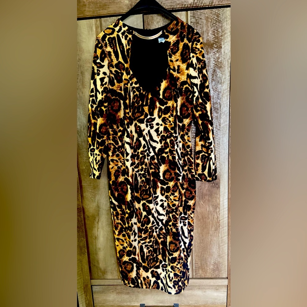 Long Sleeve Cheetah Print Dress Size 1X